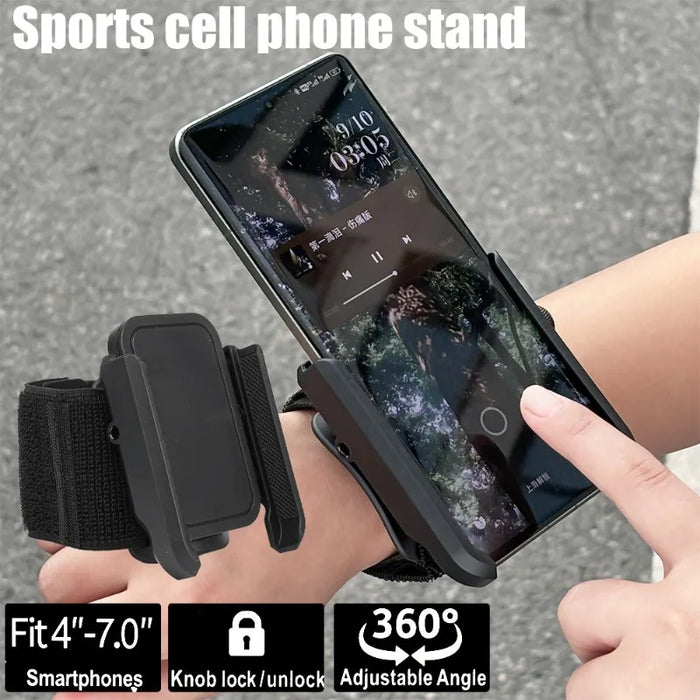 Wrist Armband Phone Holder with Adjustable Strap and 360° Rotation
