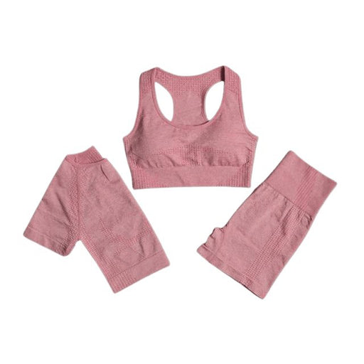 Sports Bra, Short Sleeve Top & Shorts Gym Set - Flamin' Fitness